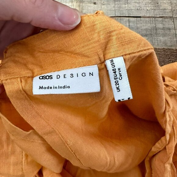 ASOS Curve Cami Minimal Pocket Jumpsuit in acorn plus size wide leg romper -16 - Picture 4 of 11